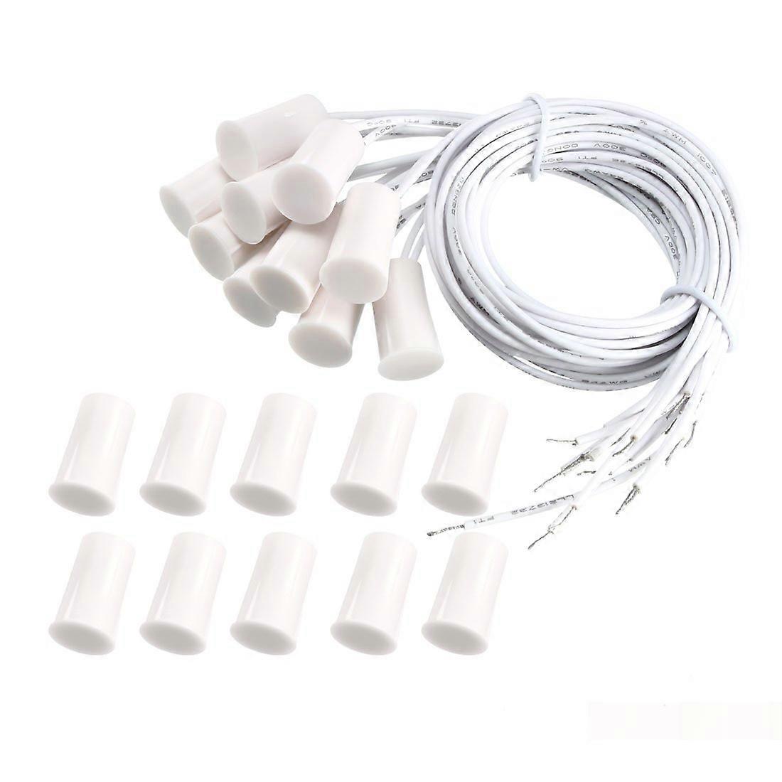 Door Window Contact Sensor RC33 Recessed Wired Magnetic Reed Switch White 10 Pack Security