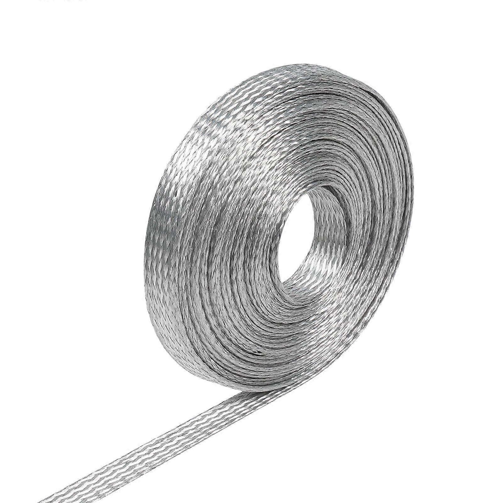Tinned Copper Braided Sleeving 5/16' 8mm ID 52ft Electrical Shielding Expandable Ground Strap