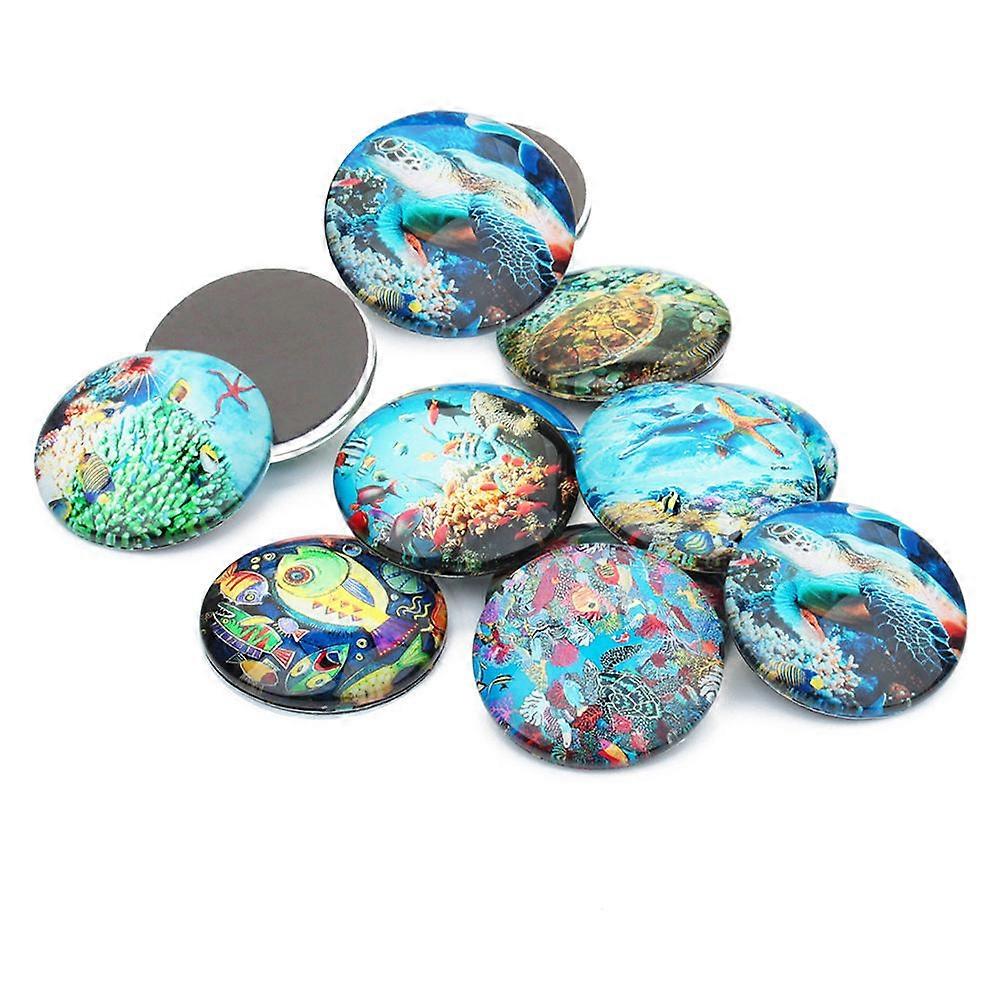 DIY Colored Glass Patch Round Ocean Style for Creative Jewelry Making 20Pcs