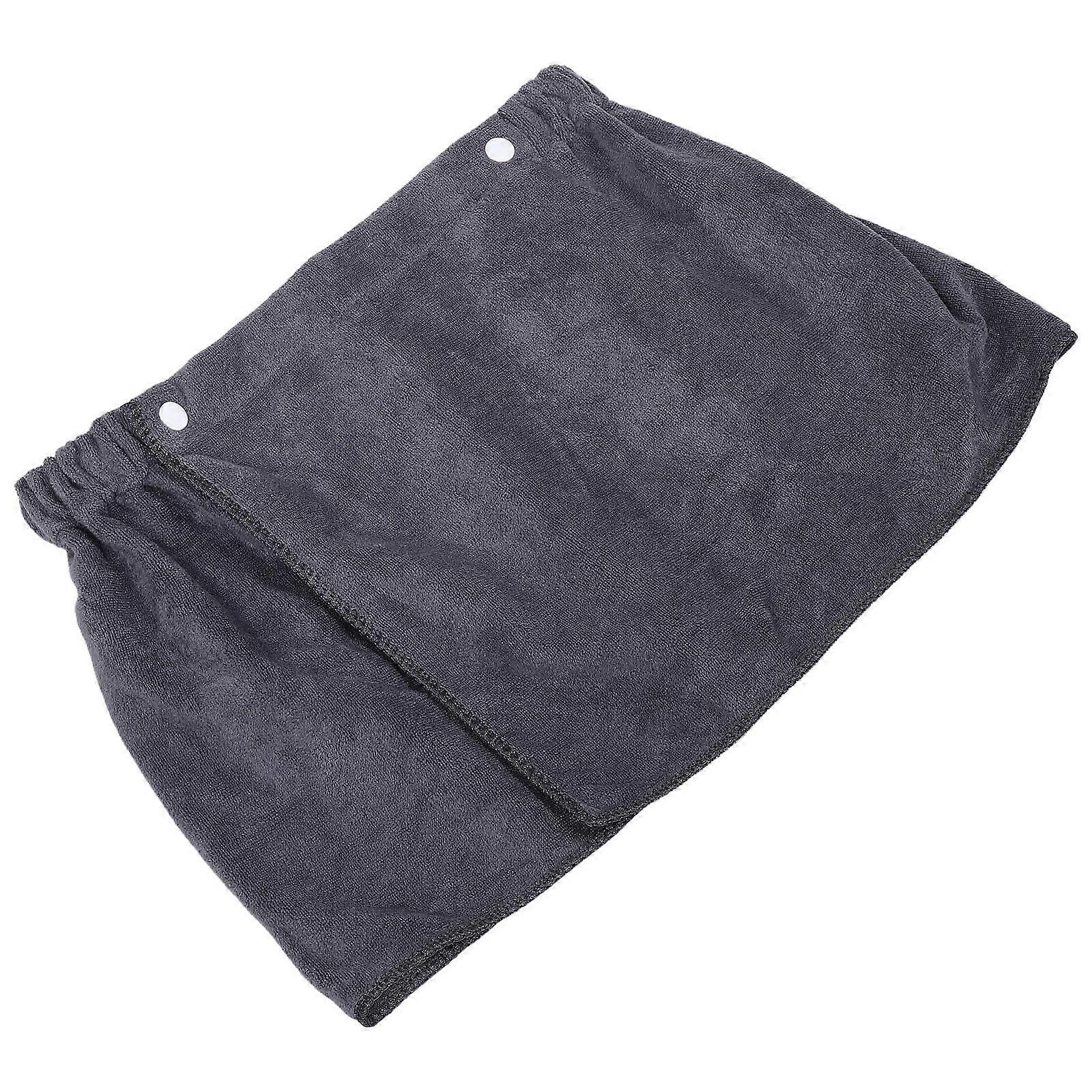 Men's Soft Wearable Bath Towel Grey Polyester Shower Wrap Snap Closure
