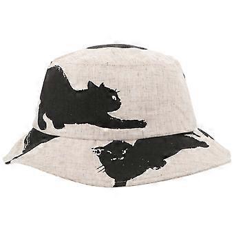 Cappello da sole estivo con motivo a gatto, cappello a secchiello per uso esterno, 1 pezzo, beige, protezione solare