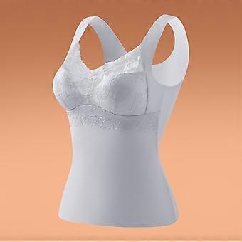Damen-Top mit V-Ausschnitt, Spitzenbesatz und integriertem gepolstertem BH, einfarbig, lässig und bequem