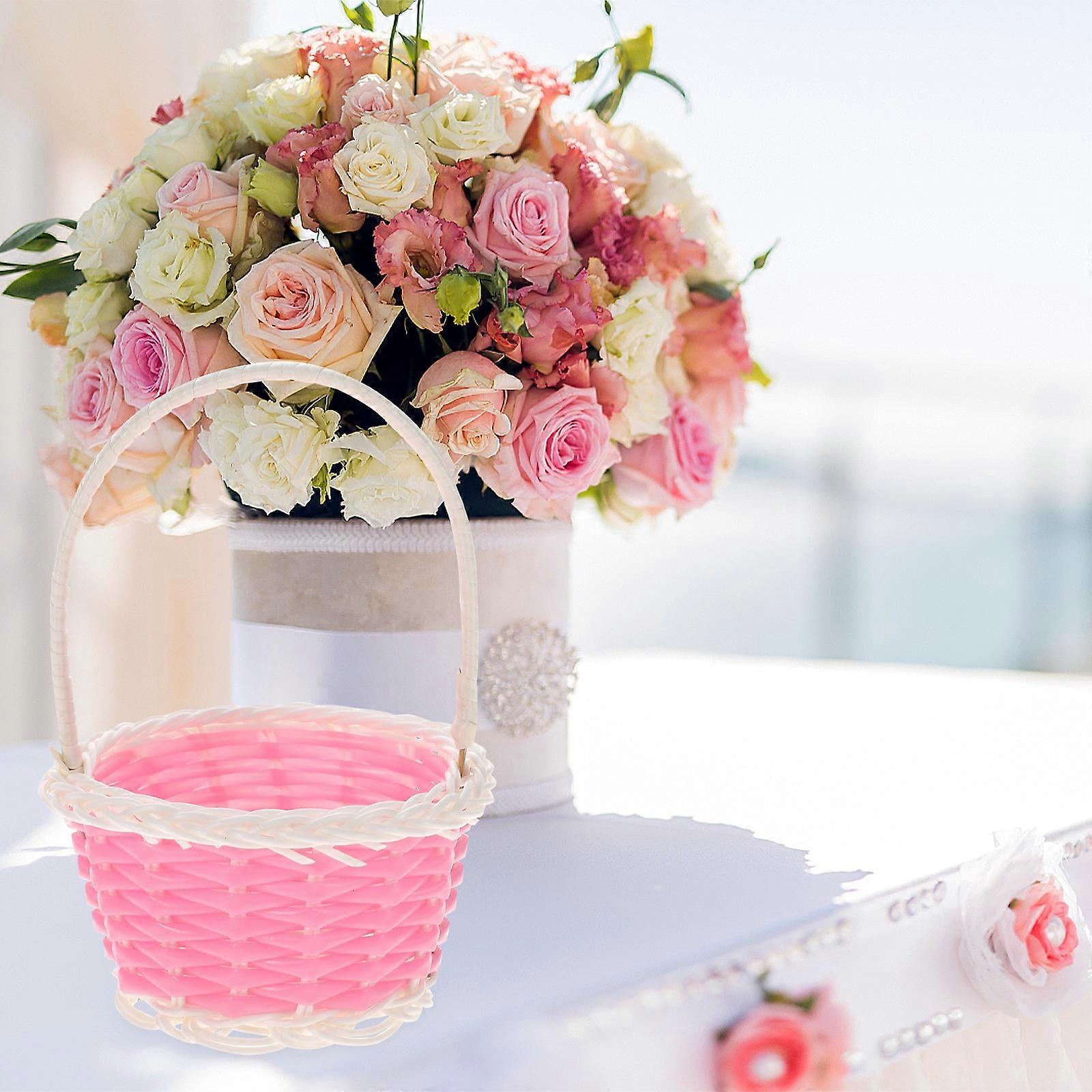 6Pcs Pink Plastic Woven Baskets for Easter Egg Storage and Decoration