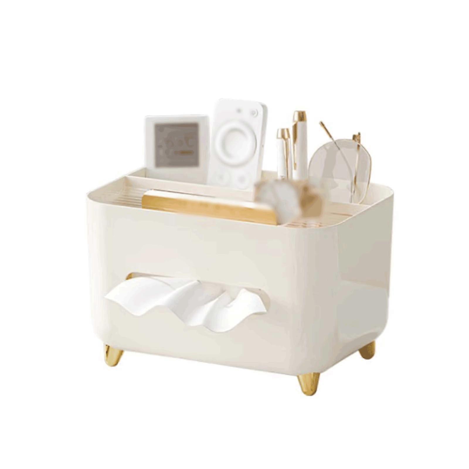 Tissue Box Cover with Storage, Rectangular Tissue Holder, 2 in 1 SpaceSaving Home Decor