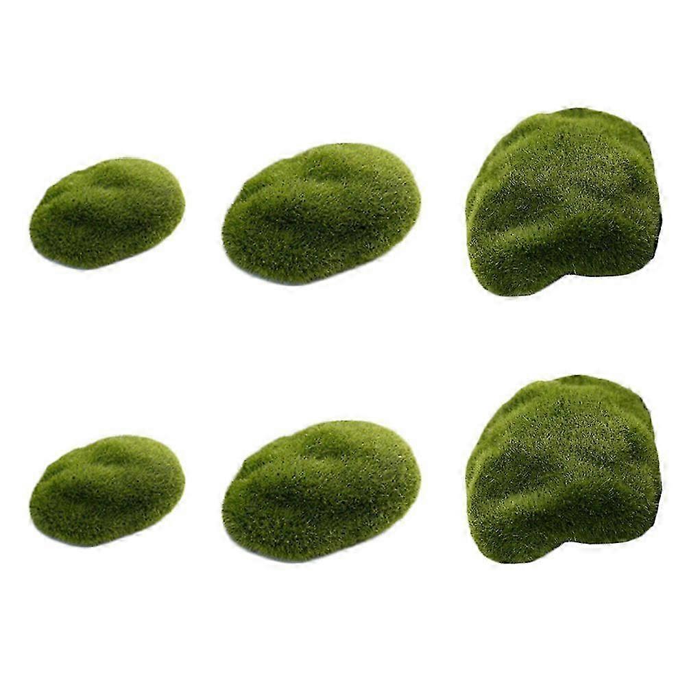 Flocking Moss Stone Green Simulation Stone for Micro Landscape 6Pcs