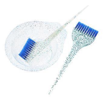 Hair Coloring Brush and Bowl Set for Hair Dye Mixing 3Sets Blue Plastic