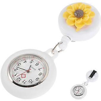 Montre d’infirmière rétractable Clip sur la montre d’infirmière Montre de poche d’infirmière de fleur Montre d’infirmière portable