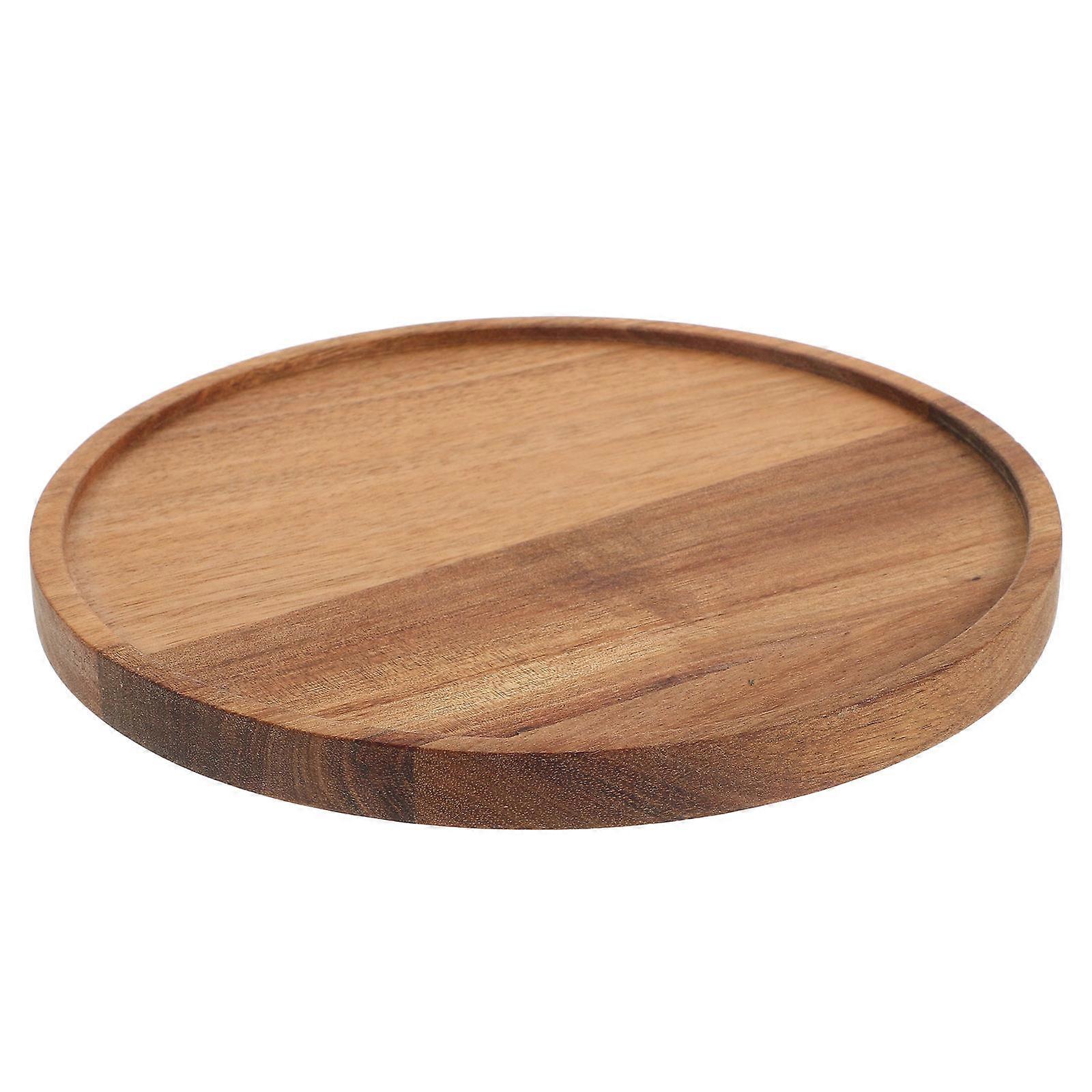 Wooden Serving Platter for Serving Use Round Shape Kitchen Bread Tray