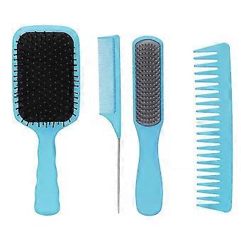 4Pcs Hair Brush Comb Paddle Detangler Rat Tail Comb Hairbrush for Styling Long Thick Thin Curly HairBlue Box,for men and women