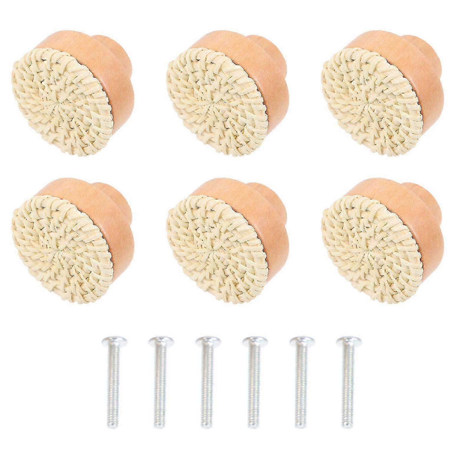 Wood Knobs Handmade Drawer Knobs for Drawer Use 6Sets White
