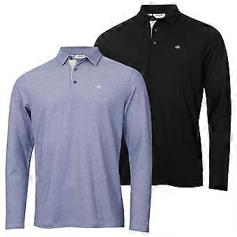 Camisa polo de golfe masculina Calvin Klein Bayard de manga comprida, leve e elástica.