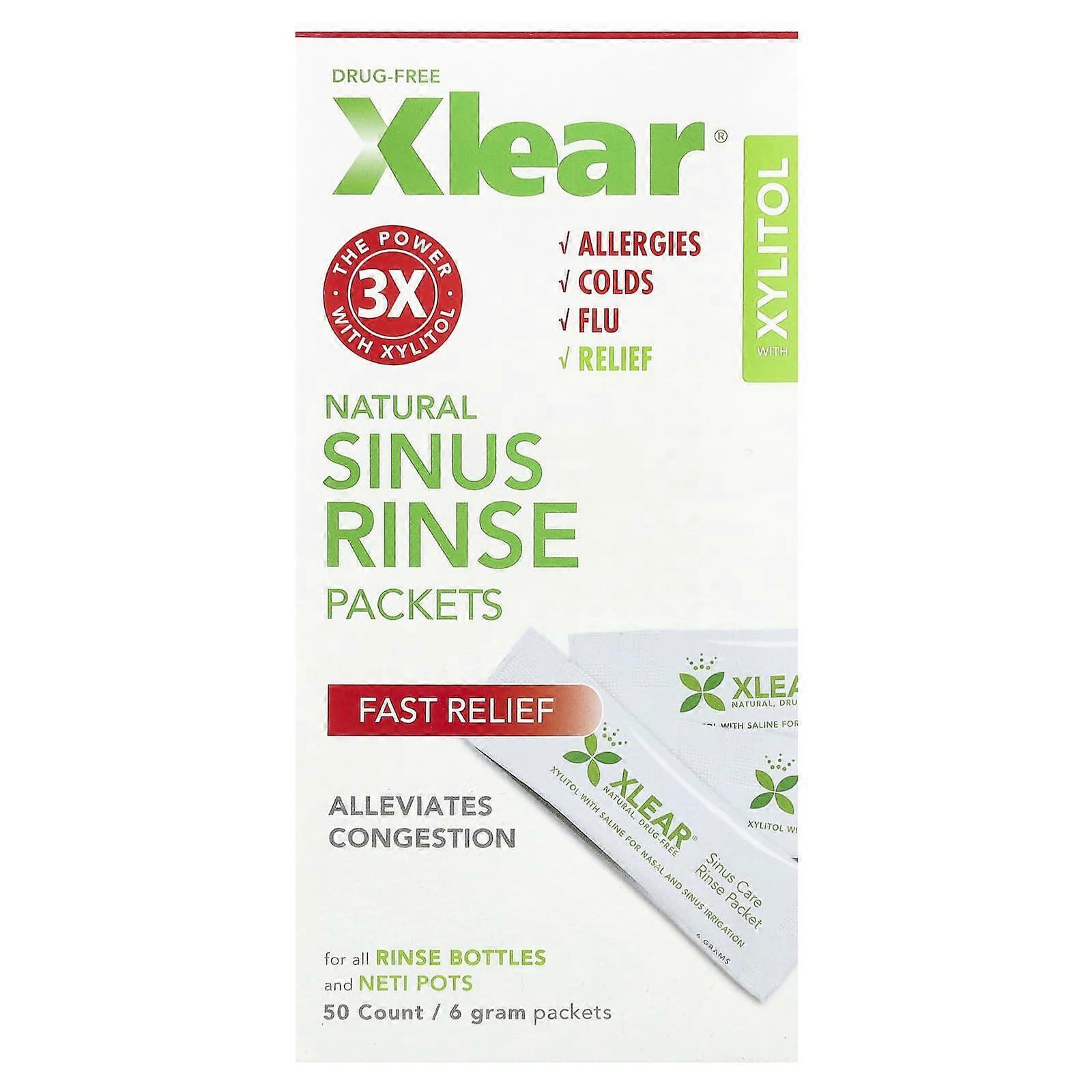 Xlear, Natural Sinus Rinse Packets, 50 Packets, 6 g Each, 2-Pack