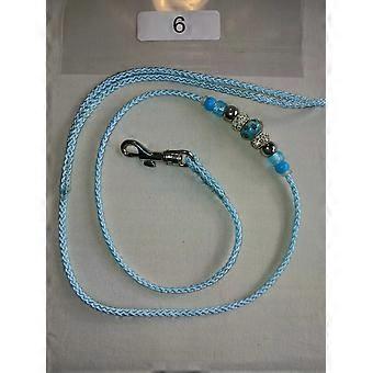 (Lead6) Hand made Fine Light Blue Dog Show lead With Beads