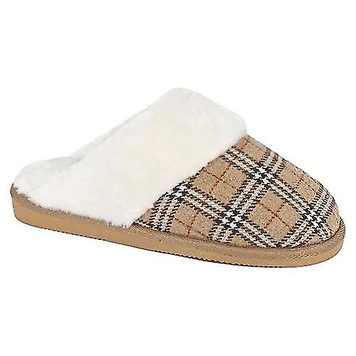Sleepers Womens/Ladies Leyla Checked Slippers