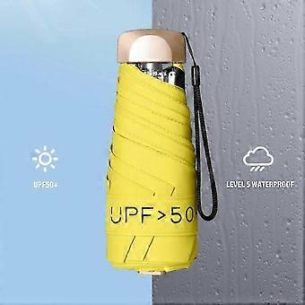 Beige Small Folding Umbrella, Windproof and Anti-UV, Durable Cloth and Metal, Portable for Travel and Daily Use, 90cm Open Diameter