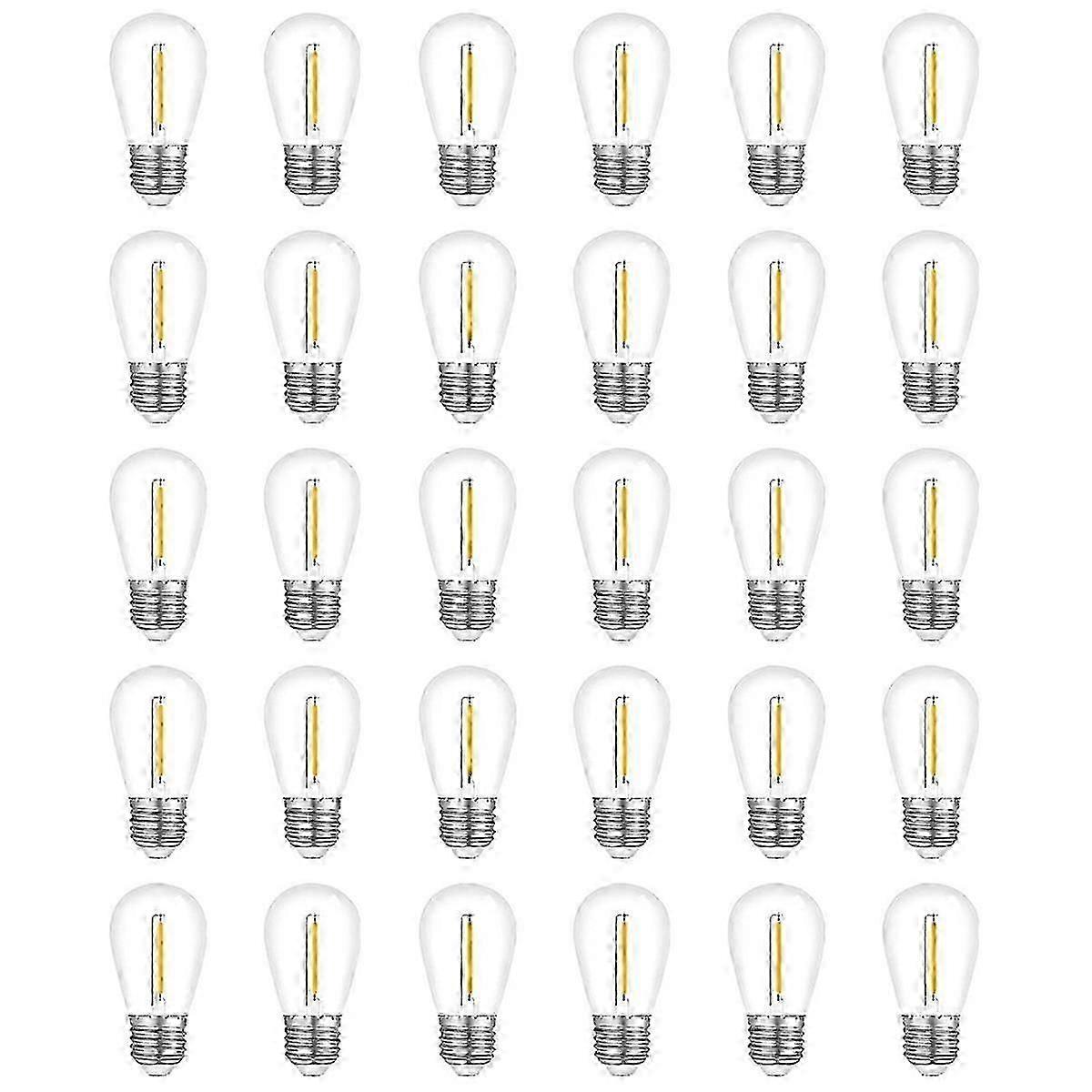30-Pack Waterproof S14 String Light Bulbs, E26 Base Warm White compatible with Outdoor Decor