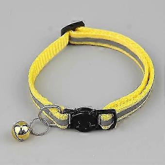 Reflective Design Adjustable Cat Collars 20-32cm More Safety Quick Release Safety Buckle With Bell(yellow-6pcs)