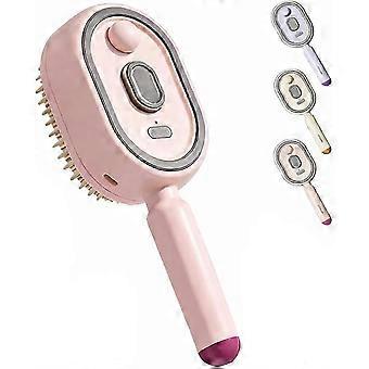 Rechargeable Electric Steam Hair Brush with Detangling Comb, Air Cushion Massage & Anti-Static Spray for Wet Hair Straightening