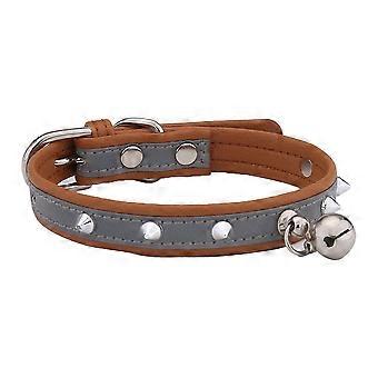 Leather Cat Collar With  Studded For Small Medium Large Breed Best Gift Pet Rivet Collar Brown Bells