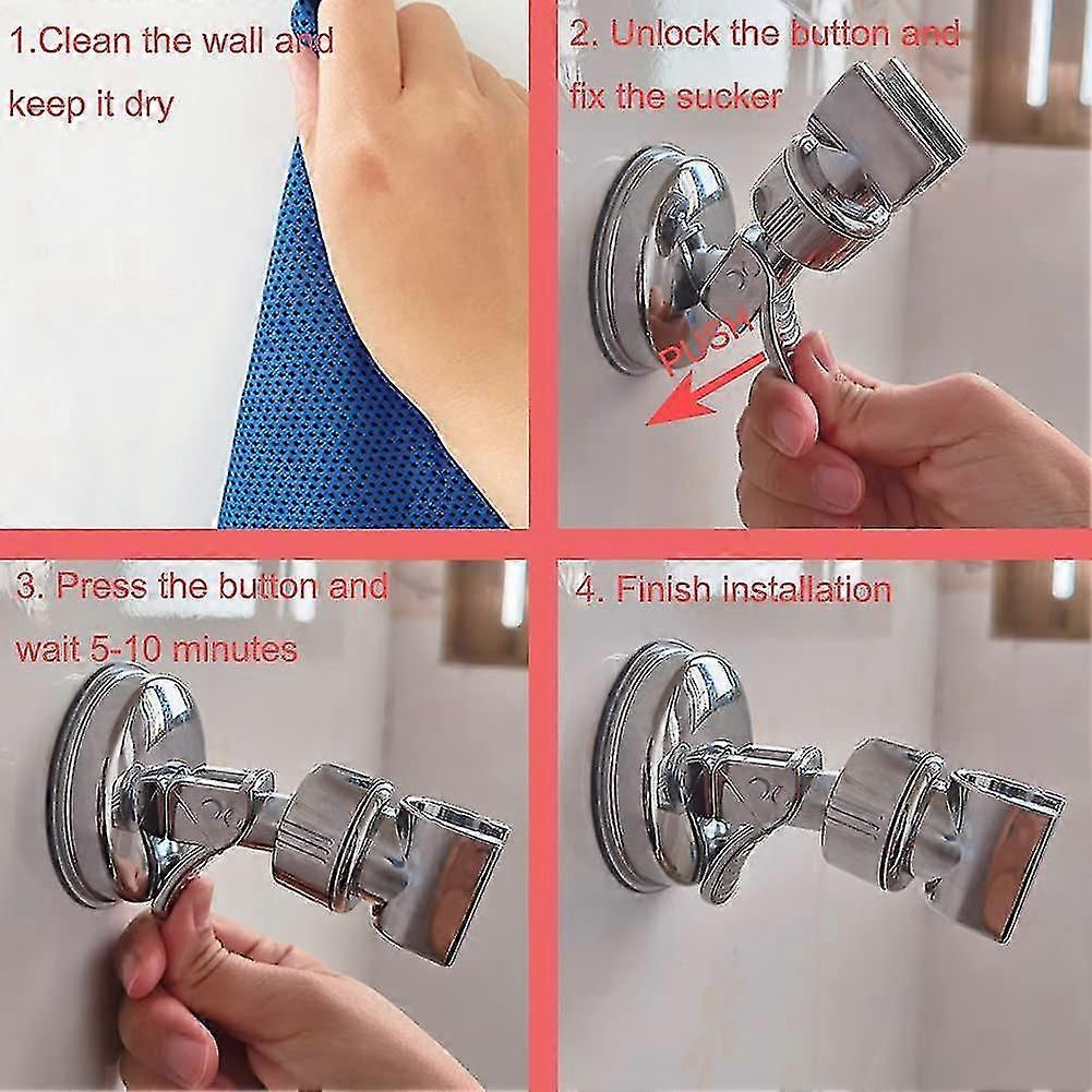 Adjustable Shower Head Holder Removable Suction Cup Shower Head Bracket No Drill Shower Head Bracket