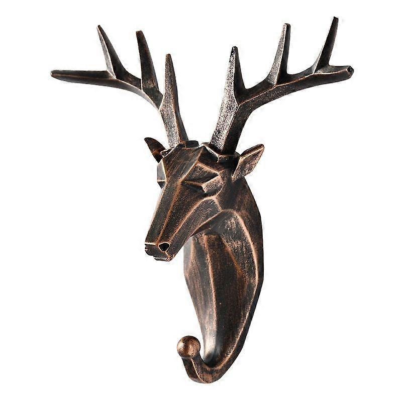 Creative Deer Head Wall Hook, No Drill, Vintage Bronze, Resin