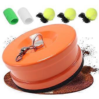 Conjunto de treino de tênis com rebote, portátil, com base de metal resistente e 3 bolas de corda para rebote.