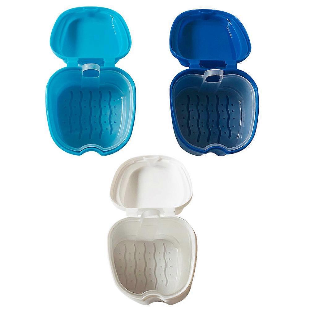 3pcs Fake Teeth Storage Boxes Denture Cases Denture Cups (Assorted Color)
