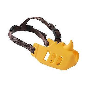 Silicone Dog Muzzle for Small Medium Large Dogs, Breathable Anti-Bite Mouth Guard, Yellow, Large Size
