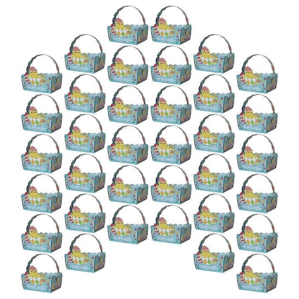 50Pcs Easter Gift Boxes Handheld Paper Basket Candy Boxes Cookies Cases Small Tea Leaf Boxes