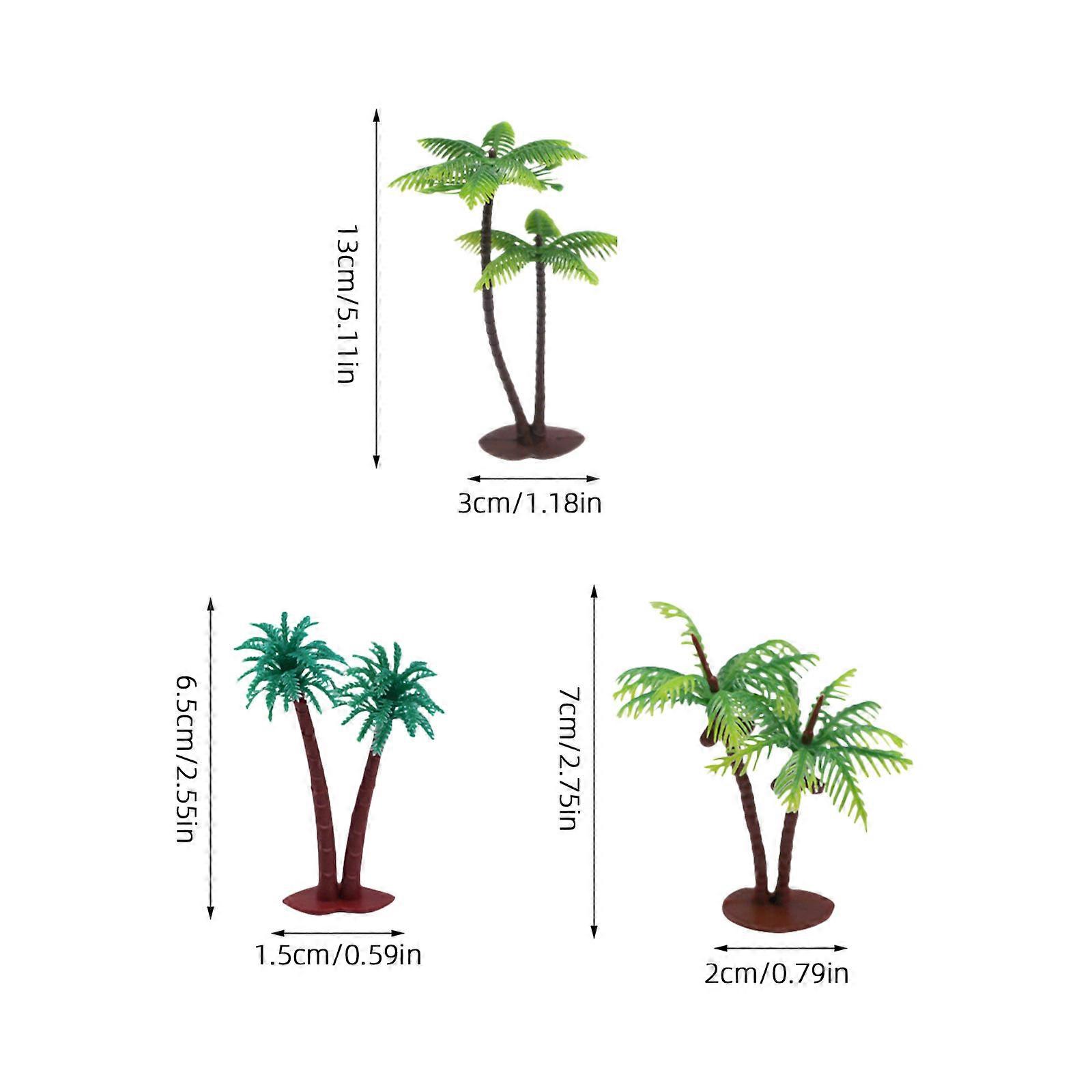 Simulation Coconut Tree Model Plastic Palm Tree for Decor 12Pcs Collection