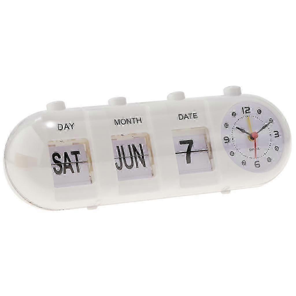 Creative Digital Manual Flip Down Clock Desk Stand Page Quartz Clock White