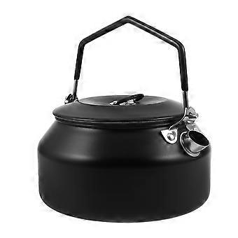 Black Camping Tea Kettle for Outdoor Use with Stainless Steel Material 1L Capacity