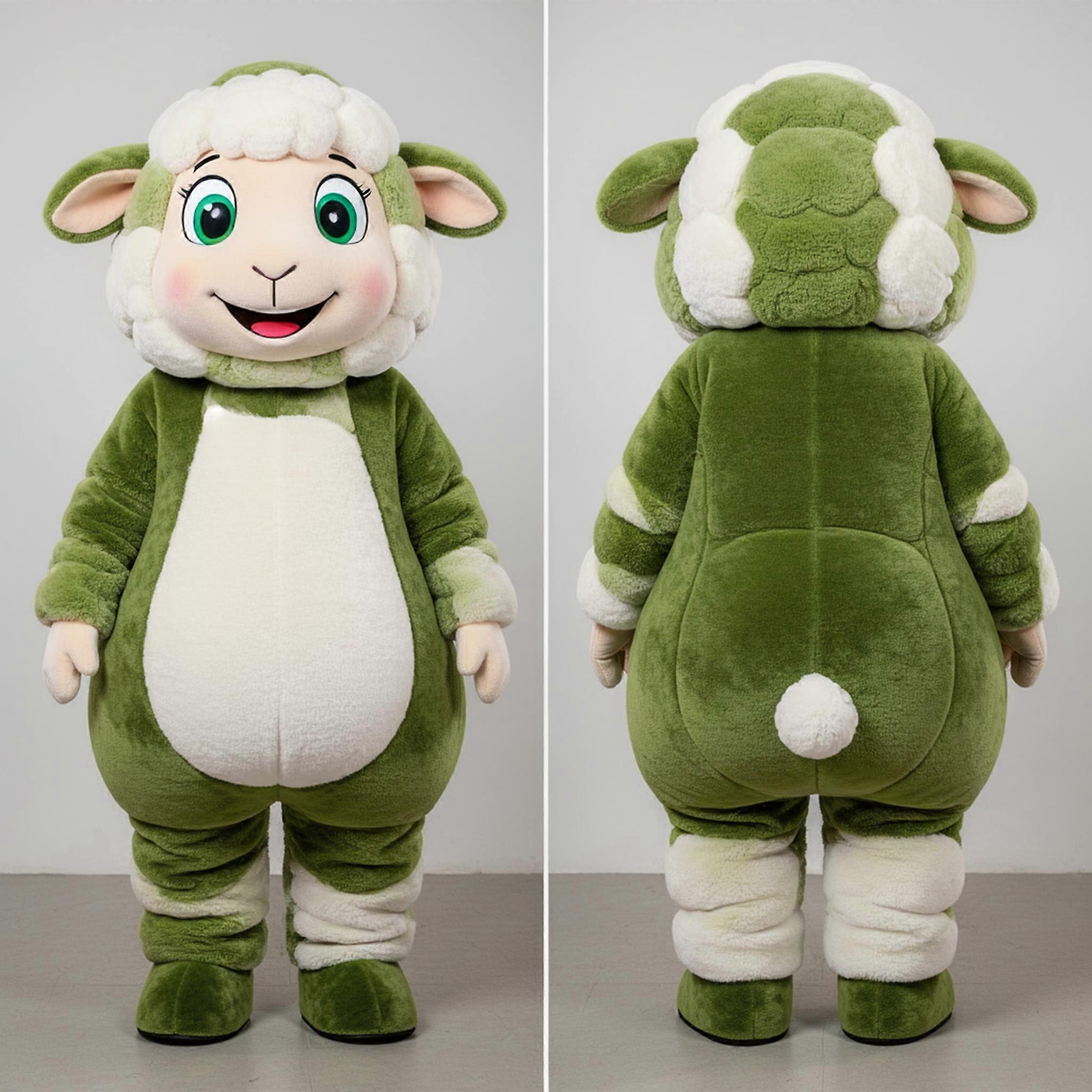 MASTICOT Olive Velvety Merino Sheep Mascot