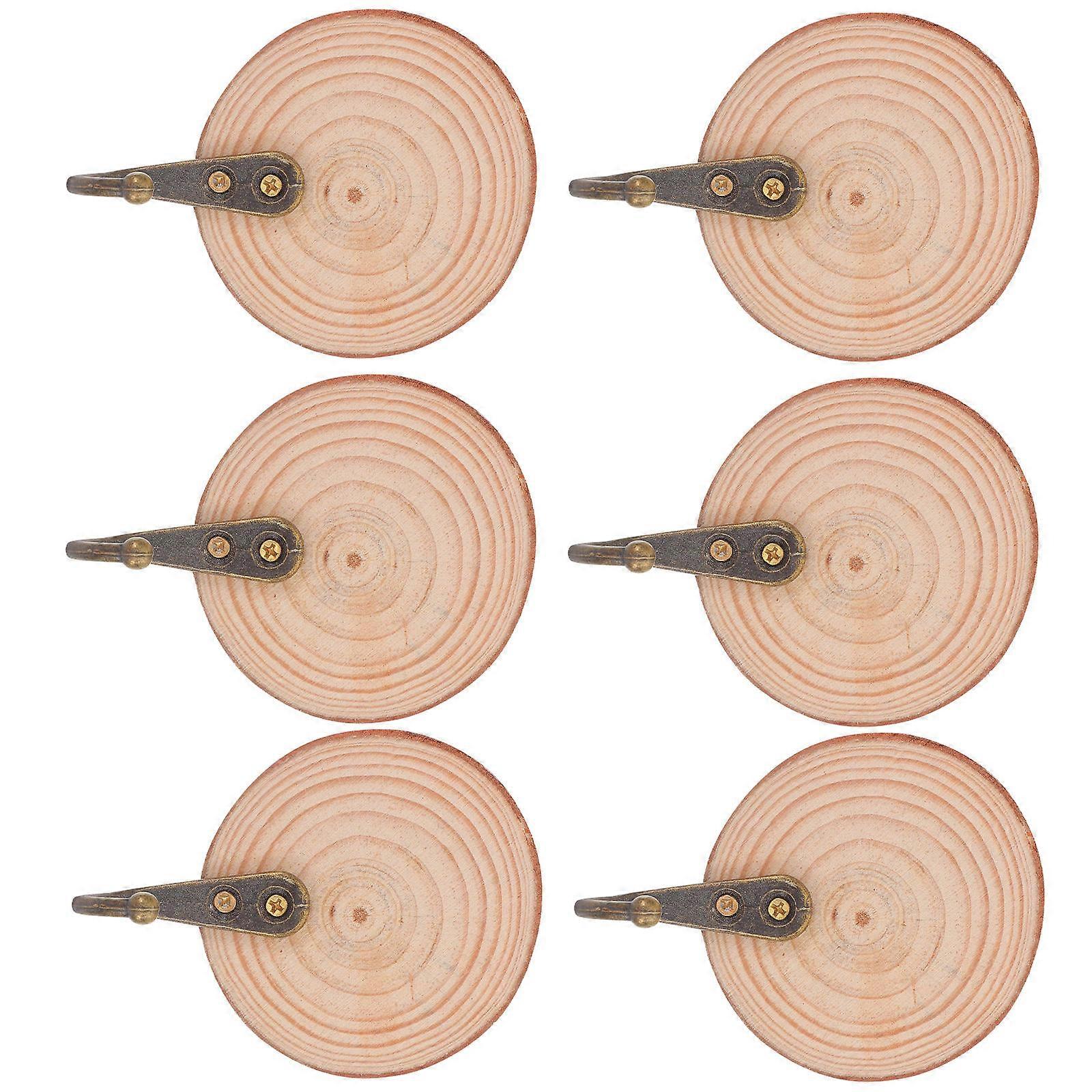 Wood Hook Clothes Hooks for Hanging 6Pcs Solid Wood Wall Mounted Set