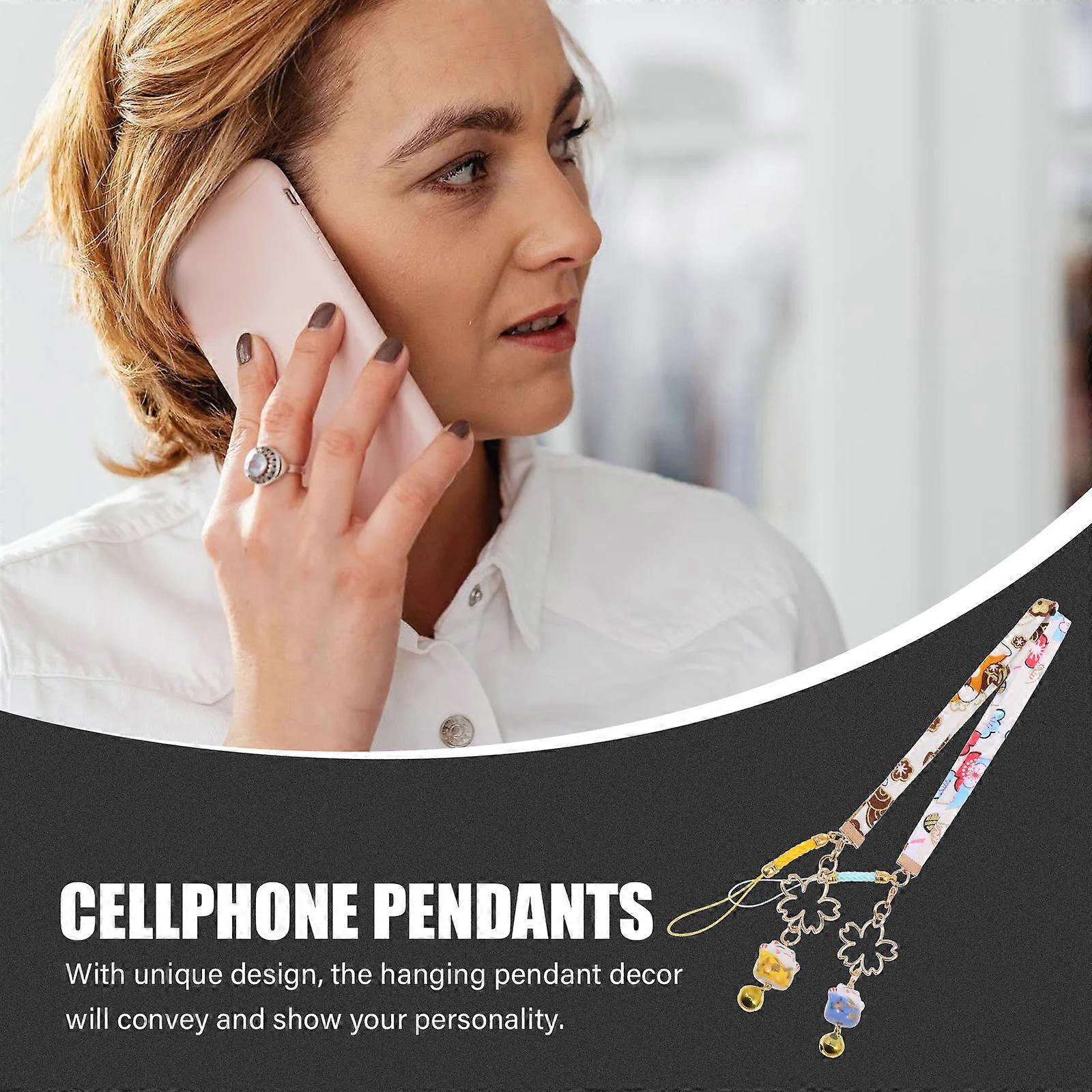 Fortune Cat Cellphone Pendants with Durable Bell Function 2Pcs Set