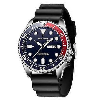 Herren-Quarzuhr für Business und Sport, wasserdicht bis 30 m, Leuchtzeiger, Kalender, Silikonarmband