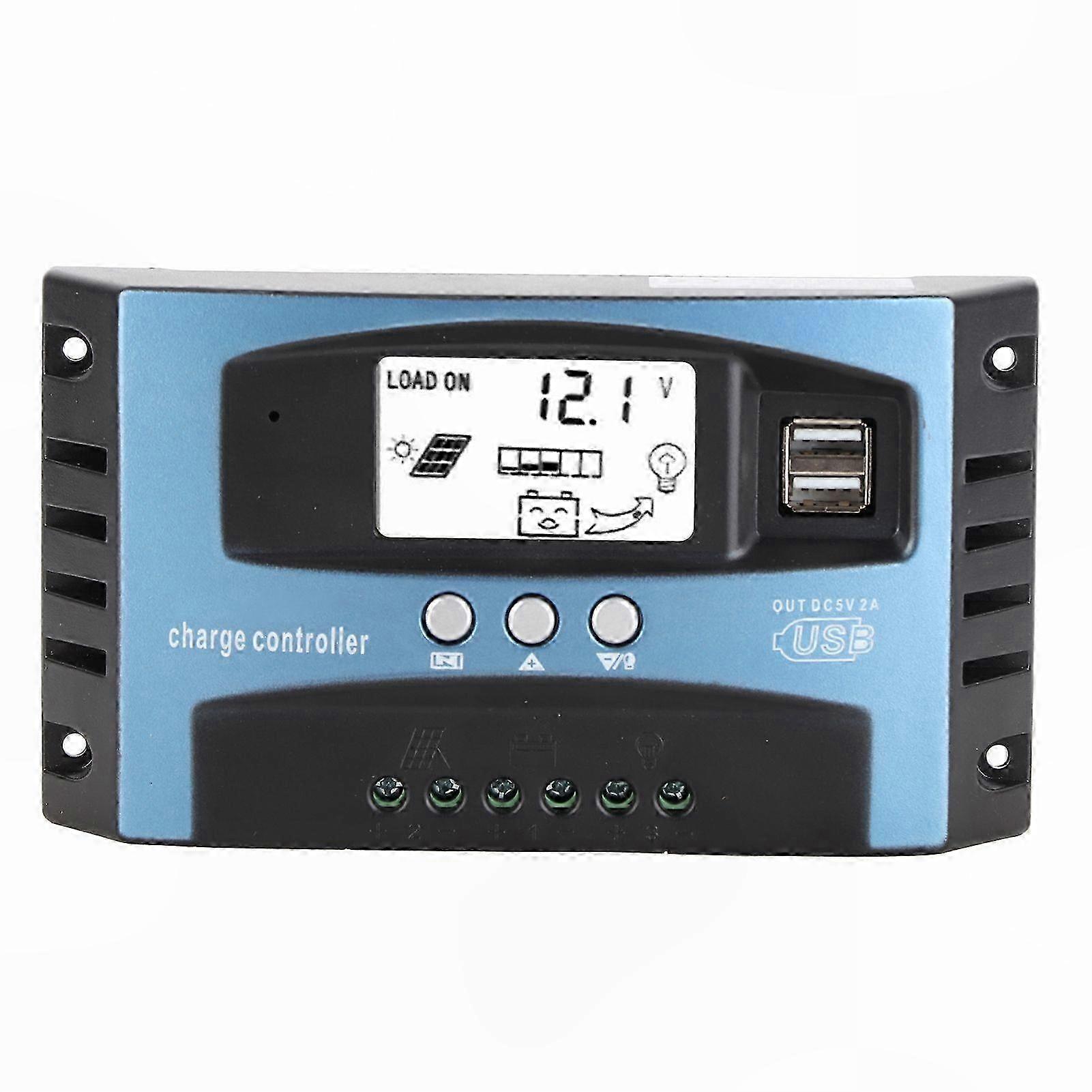 100A Dual-USB Solar Charge Controller with LCD Display for 12V/24V Systems