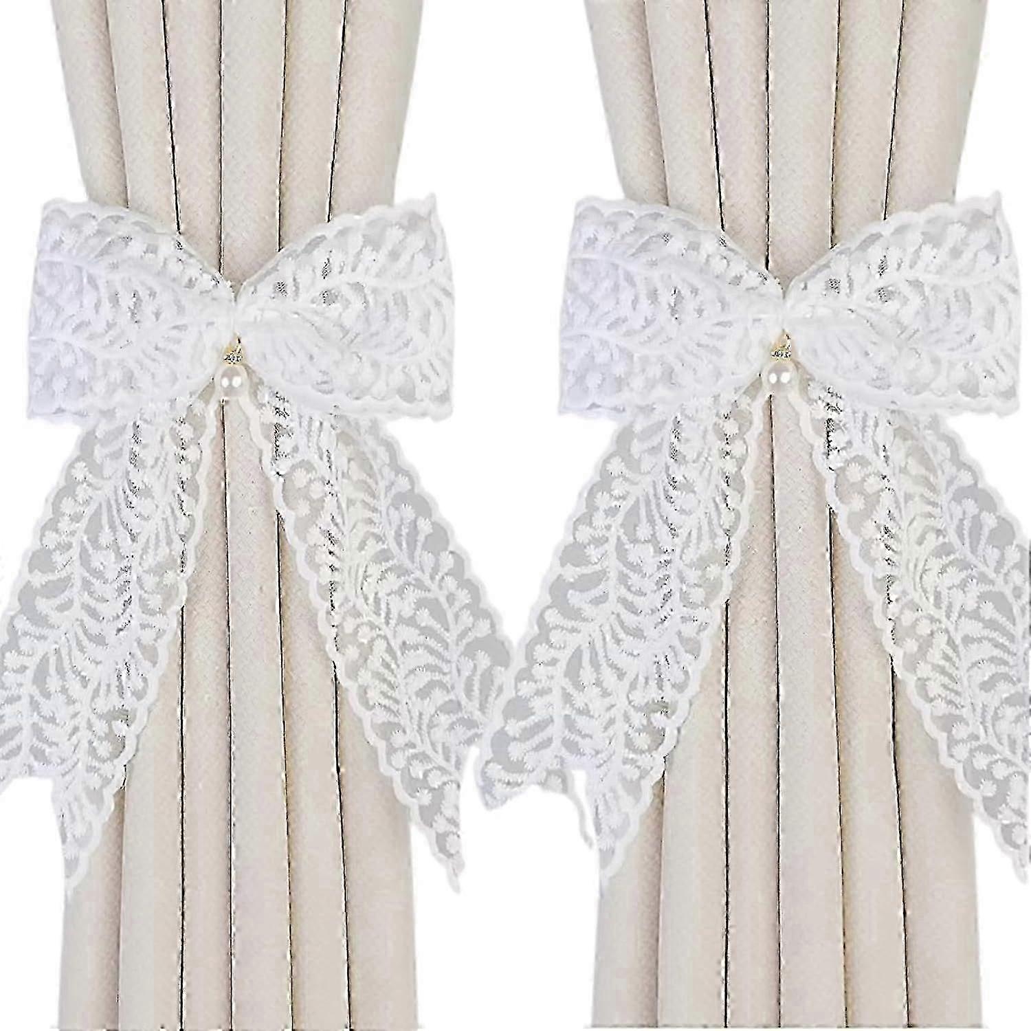 Lace-Embellished Adjustable Curtain Tiebacks