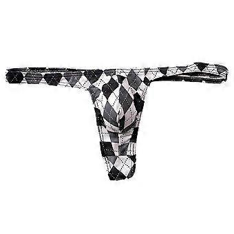 Men Thong Plaid Print Sexy Everyday Wear Male Elastic Waist G-string Panties Briefs compatible with Fitness