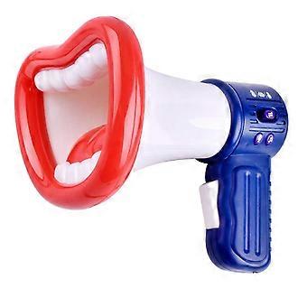 Hard voice-distorting horn compatible with children. Mouth-shaped. With multiple buttons. Non-slip handle and carrying strap. White. Standard intellig