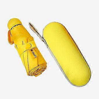 Compact Travel Umbrella Yellow, Windproof Folding Design with UV Protection and QuickDry Canopy
