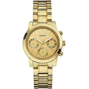 Guess dames F14 Quartz analoge vrouwen horloge met RVS armband in goud verguld W0448L2