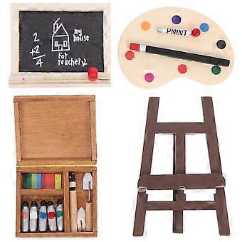 Wooden Mini House Blackboard Painting Tool for Miniature Decor 1Set