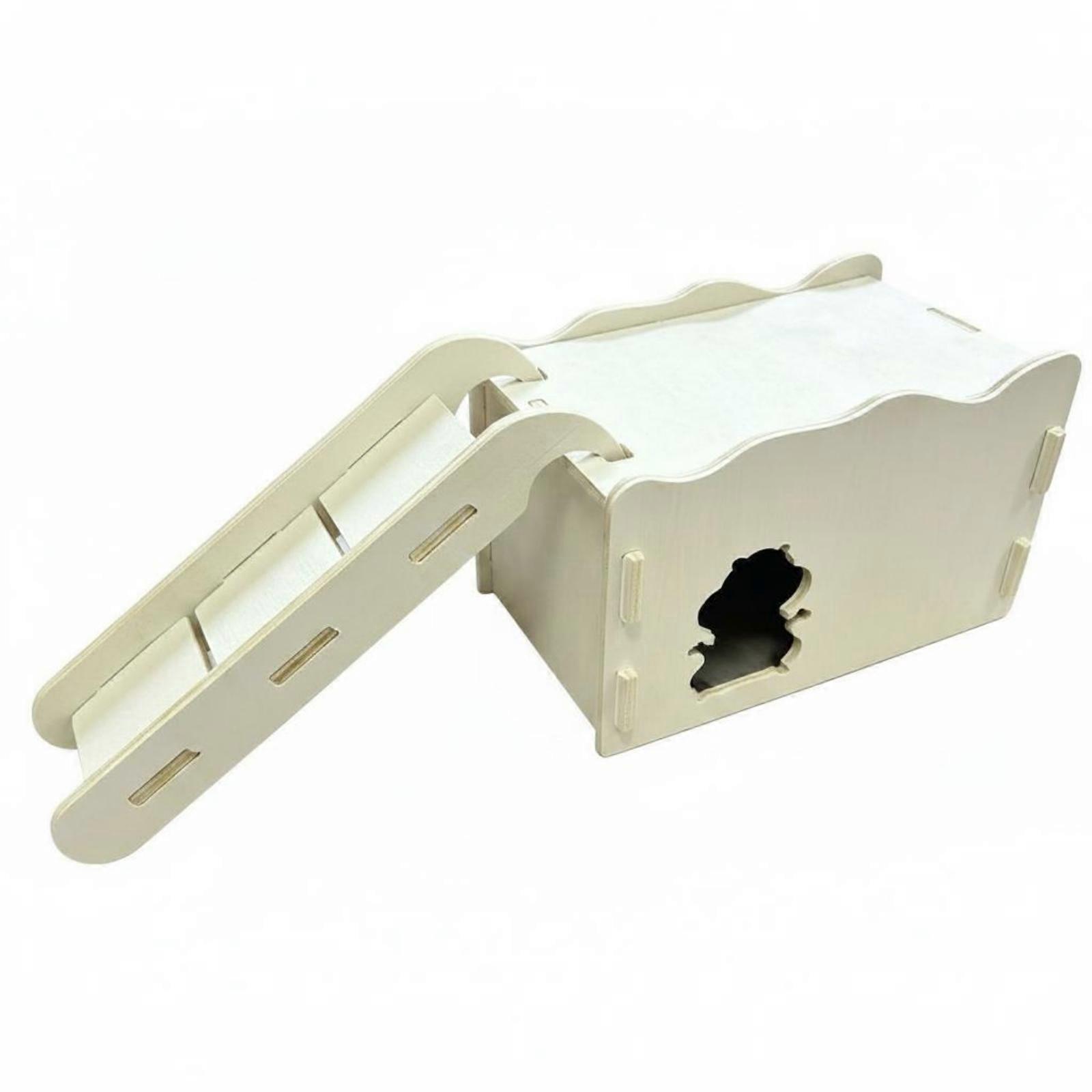 Hamster Hideout with Ramp Slatted Small Pet House Rectangular