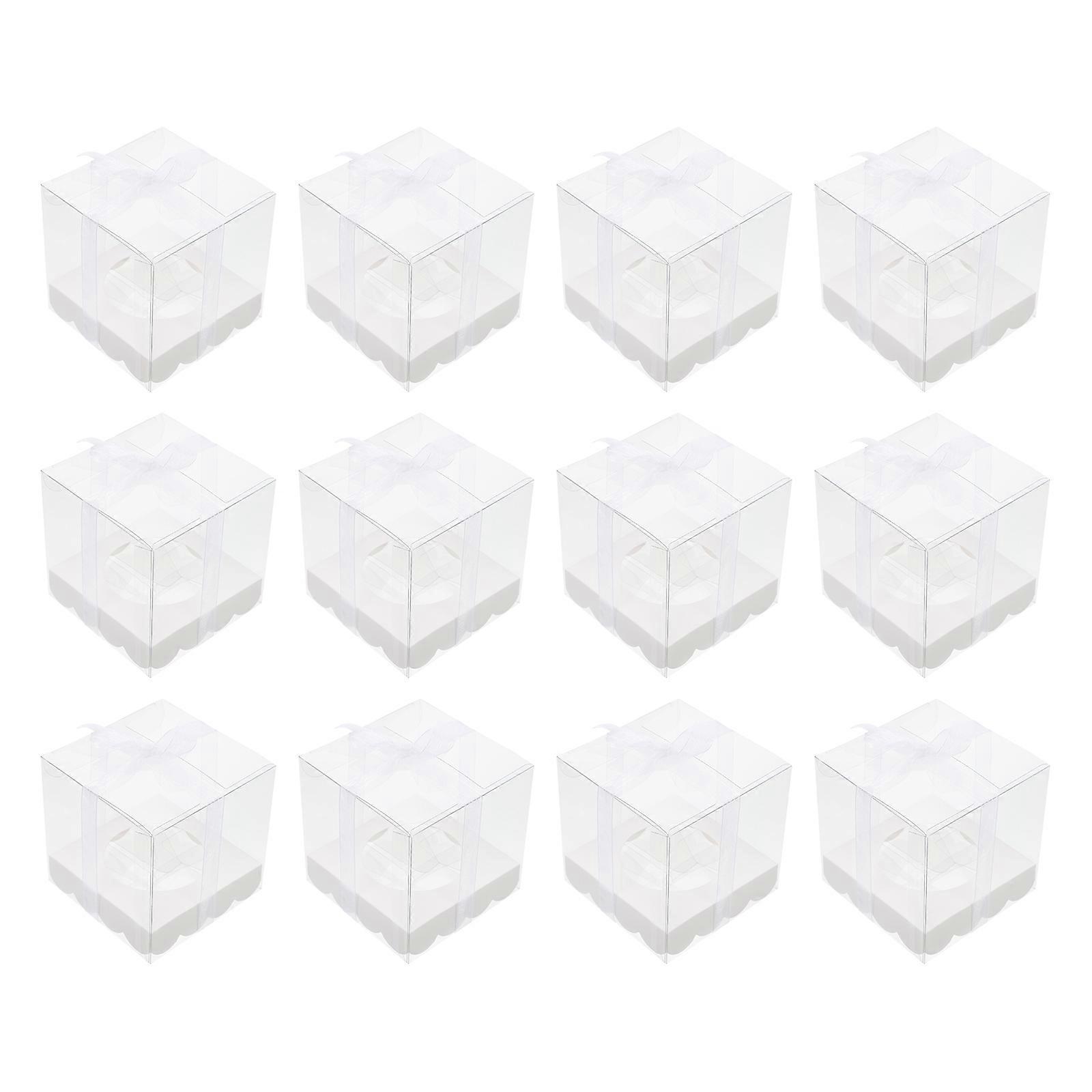 Egg Cake Packaging Boxes compatible with Storage Use 12Pcs Clear Plastic Cake Package Boxes