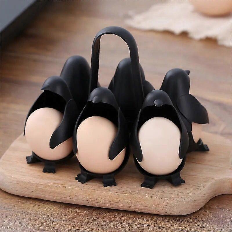 Organized Egg Storage | Black Plastic 6-Egg Egg Holder Rack | Funny Egg Cup Insert