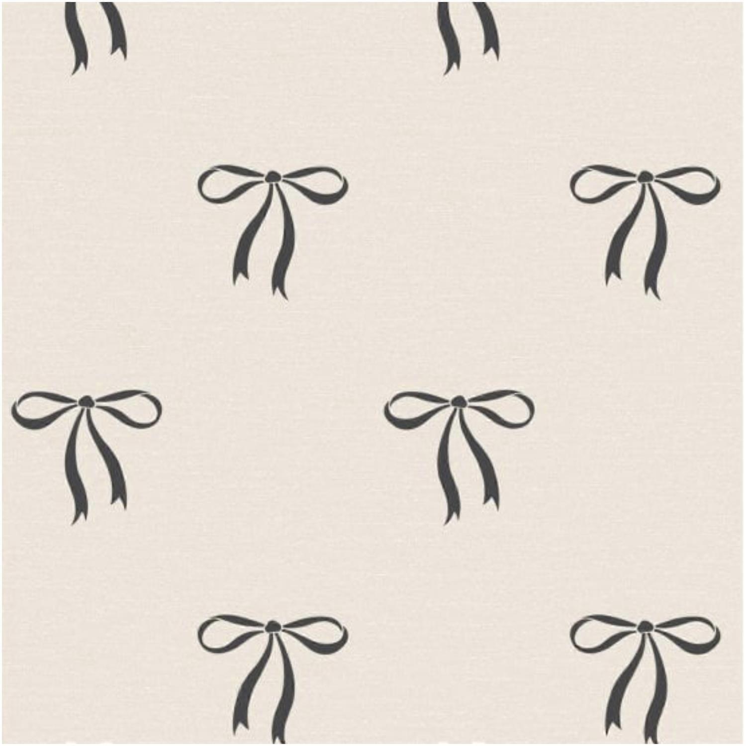 Beige with Black Bows Stripe Wallpaper