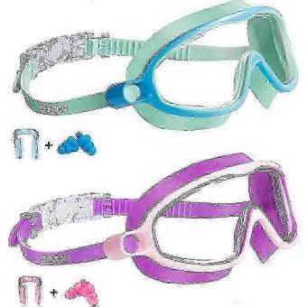 Kids Swim Goggles 2 Pack, Anti-Fog UV Protection, Wide View Swimming Goggles for Ages 3-14_RhZc