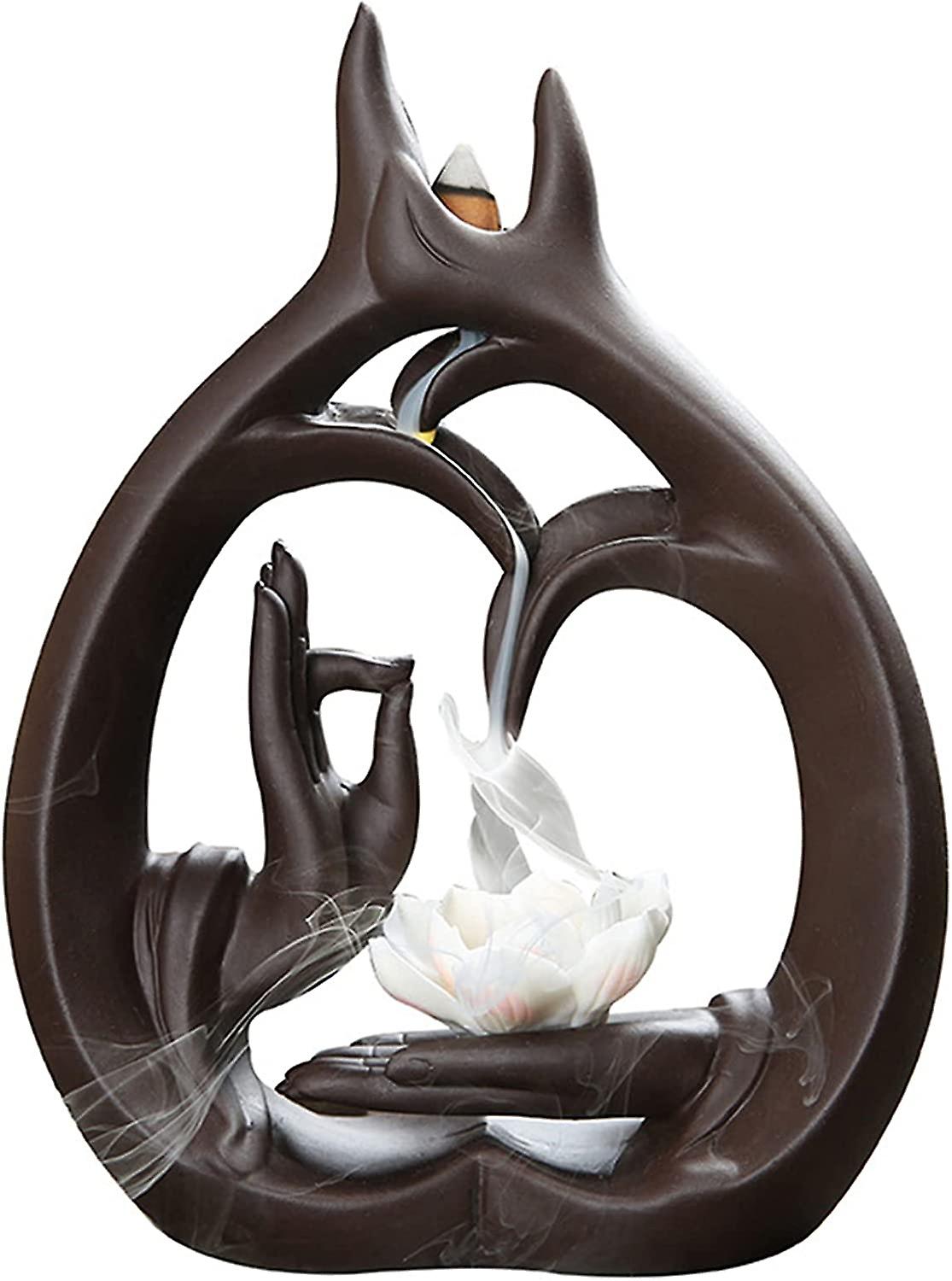Ceramic backflow incense burner, lotus shape