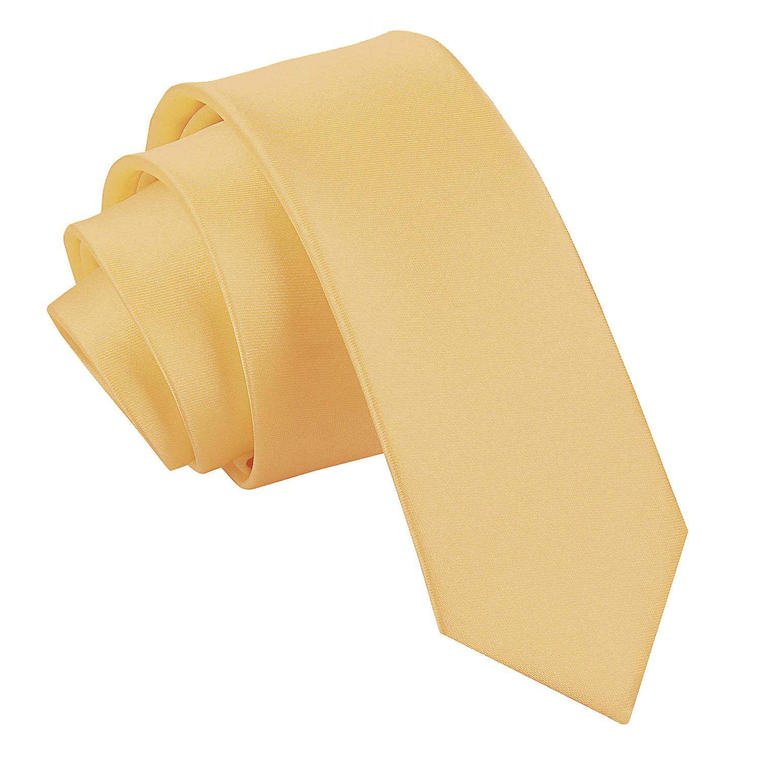 Pale Yellow Plain Satin Skinny Tie